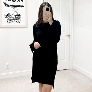 Theory 100% Merino Wool Opaque Cuff Crew Eaglet Knit Dress in Black